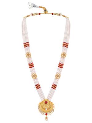 Pearls Beaded Gold Toned Jewellery Set 4