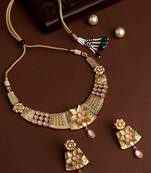 Pearls Beaded Gold Toned Choker Jewellery Set