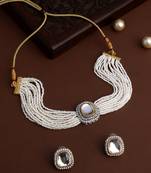 Pearls Beaded Gold Toned Choker Jewellery Set
