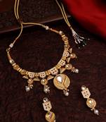 Pearls Beaded Gold Toned Choker Jewellery Set