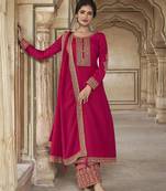 Rani-pink embroidered silk salwar