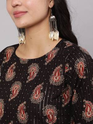 Black Printed Cotton Kurta Set 2