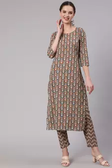 Multi Printed Cotton Kurta Set