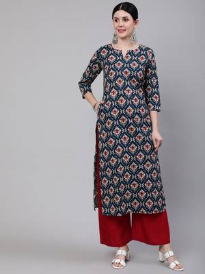 Blue Printed Cotton Kurta 1