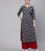 Blue Printed Cotton Kurta