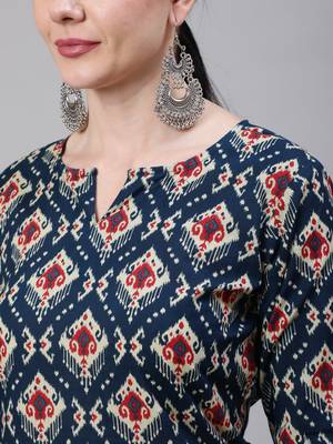 Blue Printed Cotton Kurta 2