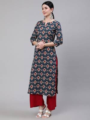 Blue Printed Cotton Kurta 3