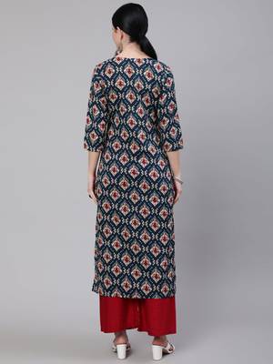 Blue Printed Cotton Kurta 4