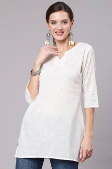 White Printed Cotton Tunic