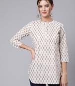 Off White Printed Cotton Tunic