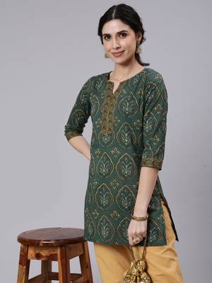 Green Printed Cotton Tunic 1