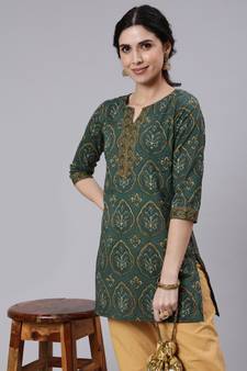 Green Printed Cotton Tunic