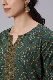 Green Printed Cotton Tunic