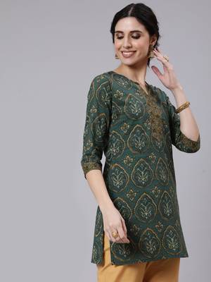 Green Printed Cotton Tunic 3