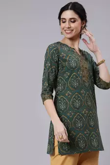 Green Printed Cotton Tunic