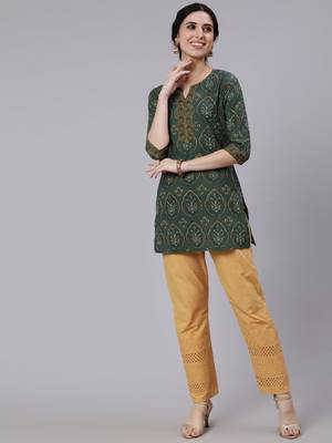 Green Printed Cotton Tunic 5