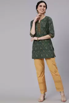 Green Printed Cotton Tunic