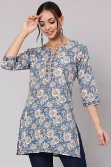 Blue Printed Cotton Tunic