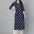 Navy Blue Printed Cotton Kurta