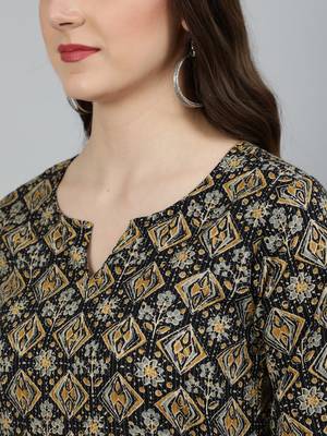 Black Printed Cotton Kurta 2