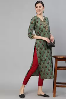 Blue Printed Cotton Kurta
