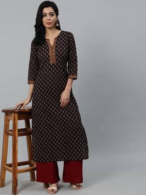 Purple Printed Cotton Kurta 1