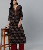 Purple Printed Cotton Kurta