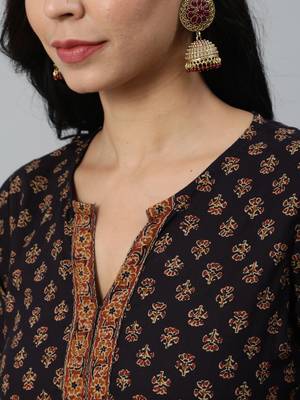 Purple Printed Cotton Kurta 2