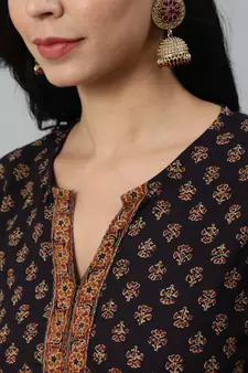 Purple Printed Cotton Kurta