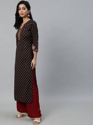 Purple Printed Cotton Kurta 3