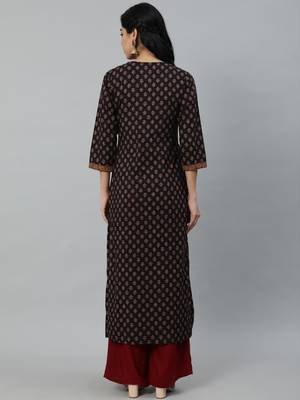 Purple Printed Cotton Kurta 4