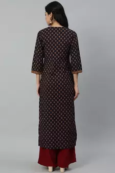 Purple Printed Cotton Kurta
