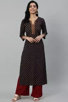 Purple Printed Cotton Kurta