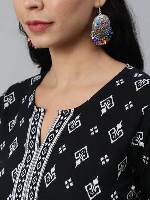 Black Printed Cotton Kurta 2