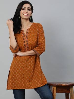 Mustard Printed Cotton Tunic 1