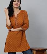 Mustard Printed Cotton Tunic