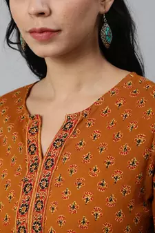 Mustard Printed Cotton Tunic