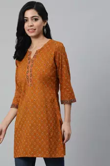 Mustard Printed Cotton Tunic