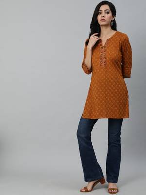 Mustard Printed Cotton Tunic 5
