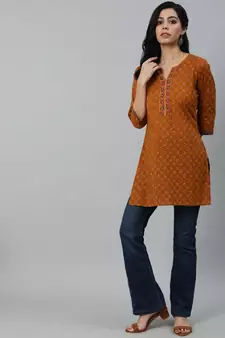 Mustard Printed Cotton Tunic