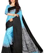 Blue woven cotton saree with blouse