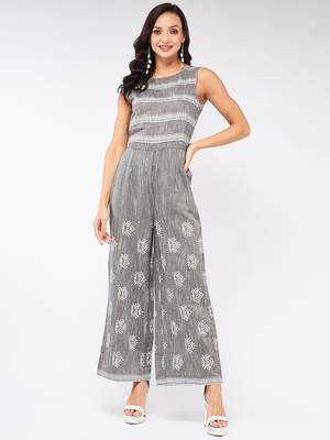 Grey embroidered cotton indowestern 1