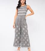 Grey embroidered cotton indowestern