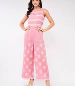 Pink embroidered cotton indowestern