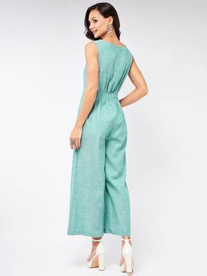 Green embroidered cotton indowestern 3