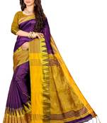 Purple woven cotton silk saree with blouse