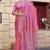 Pink printed chiffon saree with blouse