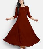 Maroon plain viscose rayon long-kurtis