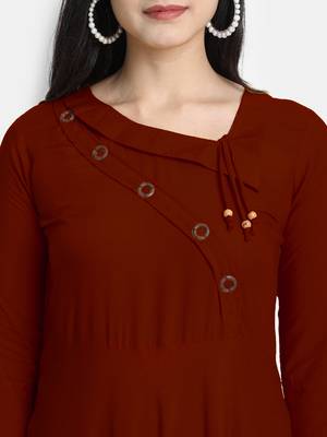 Maroon plain viscose rayon long-kurtis 5
