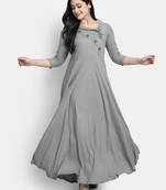 Grey plain viscose rayon long-kurtis
